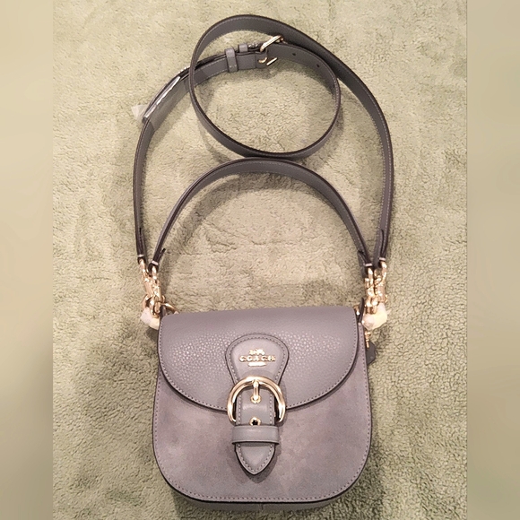 SOLD- Coach Kleo Shoulder Bag 17 in Granite/Gold- - Picture 2 of 15